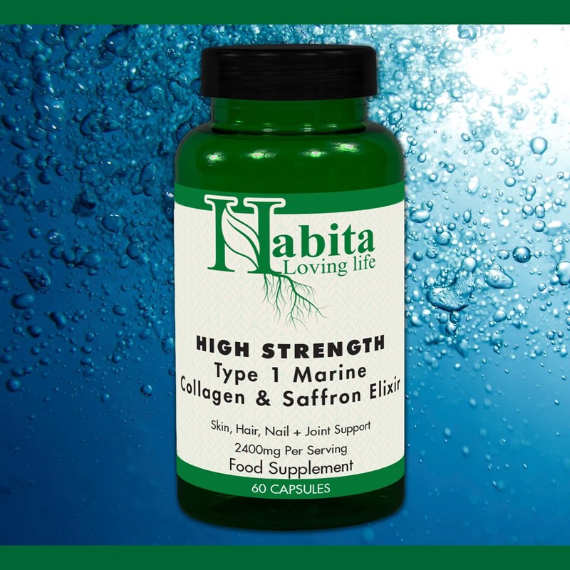 High Strength Type 1 Marine Collagen & Saffron Elixir Habita