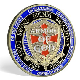 Put on The Full Armor of God Challenge Coin Red Cross Religious Coin Collection Gift