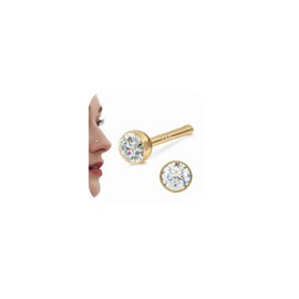 GEMQUEEN 14K Gold Nose Rings Studs : Solid Gold 18G Straight Nose Rings Simulated Diamond CZ Nose Studs Hypoallergenic Nose Piercings for Women Men 3mm