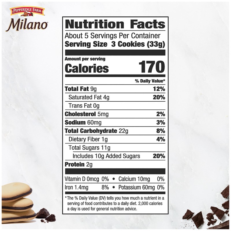 Pepperidge Farm Milano Milk Chocolate Cookies, 6 OZ Bag (15