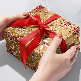 Jillson Roberts Christmas Bulk Gift Wrap, Gold Merriment, Half Ream 417 feet x 24 inches