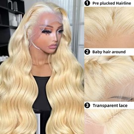 613 Lace Front Wig Human Hair Pre Plucked Blonde Wig Human Hair 180% Density 4x4 Body Wave HD Lace Frontal Wig Glueless Wigs Human Hair With Baby Hair 20 Inch