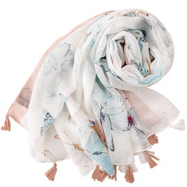 FAIRYGATE Scarves for Women Sale Gift for Ladies Scarfs Shawls and Wraps Floral Tassel Butterfly Scarf 16220