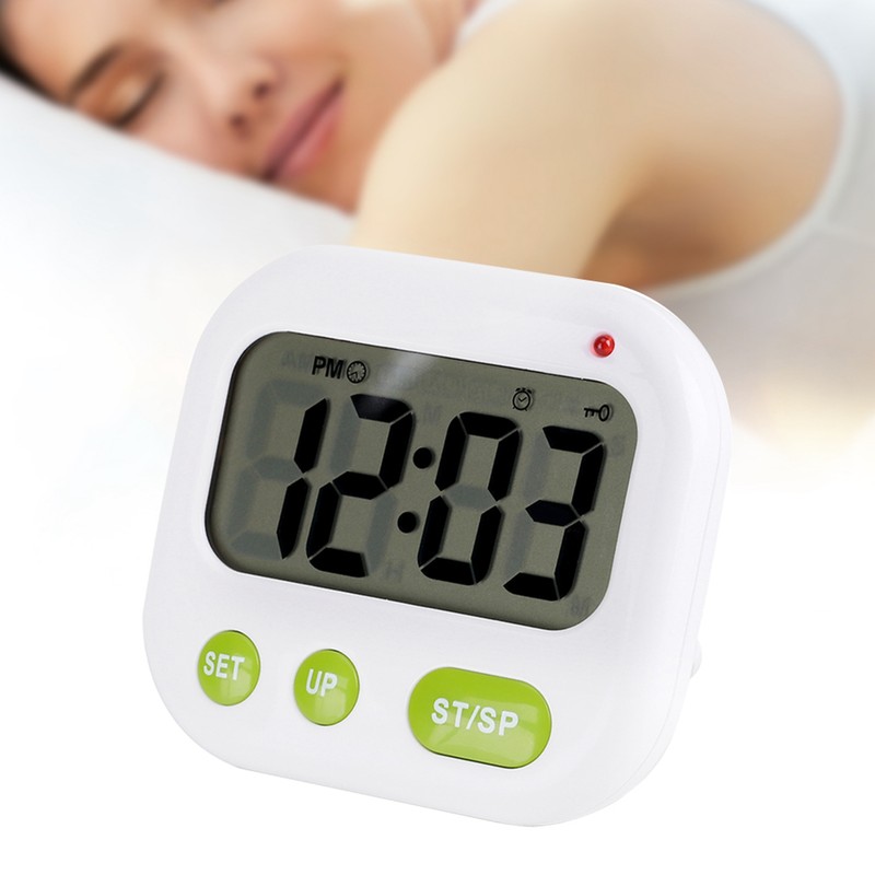 Music/Vibration Digital LCD Alarm Clock Electronic Kitchen Timer with Backlight