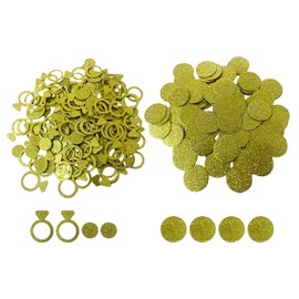 100 Pieces Of Party Decoration Ring Confetti, 100 Pieces Of Golden Heart Confetti, Engagement Party Decorations, Sparkly Ring Confetti, Decorative Confetti