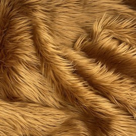 Unbranded Light Brown Mohair Shaggy Faux Fur Fabric By The Yard ( Long Pile ) 60" Wide - 1/2 Yard