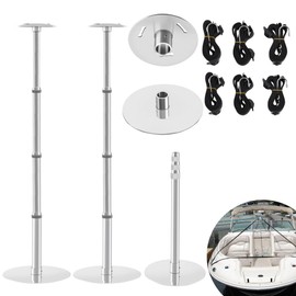 Boat Cover Support Poles,Stainless Steel Boat Cover Support System Pole,Telescoping and Adjustable Height, Boat Adjustable Support Pole with Stable Stainless Steel Base (Telescoping (Pack 2))