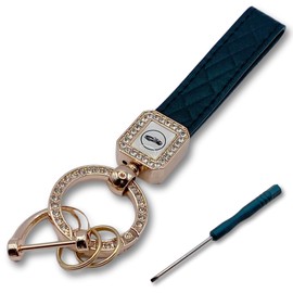 HYmish Key Chain for Cars, Women's, Men's, Metal Fittings, PU Leather, Smart Key, Glitter, 5.3 inches (13.5 cm), Black