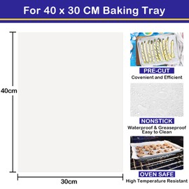 HaWare 200 Pcs Baking Paper Sheet, Precut Parchment Paper for Steaming Cooking Grilling, Healthy& Non-Stick, 40x30 cm, Greaseproof Baking Paper Fit Large Oven Tray for Bread/Meat/Pizza (White)