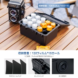 JJC 120 Film Case 15 Rolls 120 Film Storage Protective PE IP67 Waterproof Durable Pressure Proof Shockproof Dustproof Abrasion Resistant Pressure Regulator Valve Film Storage Case