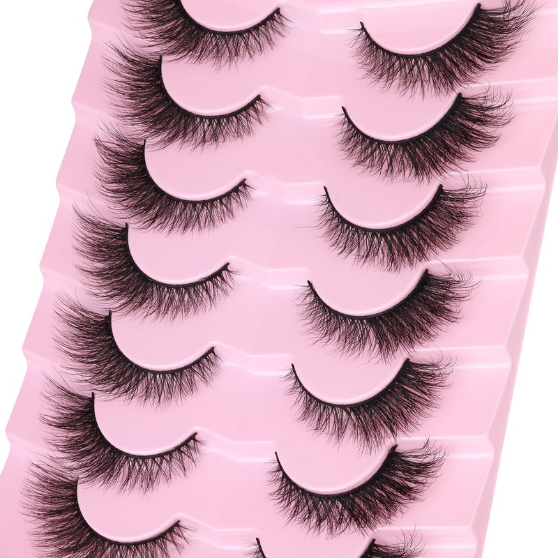 False Lashes Natural Look Fluffy Faux Mink Eyelashes Wispy Fox