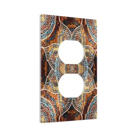 Bohemian Colorful Vintage Floral Mandala Flower 1 Gang Outlet Plate Decorative Single Duplex Wall Plate Covers Electrical Receptacle Light Switch Cover Art Faceplate Switchplate For Home Decor