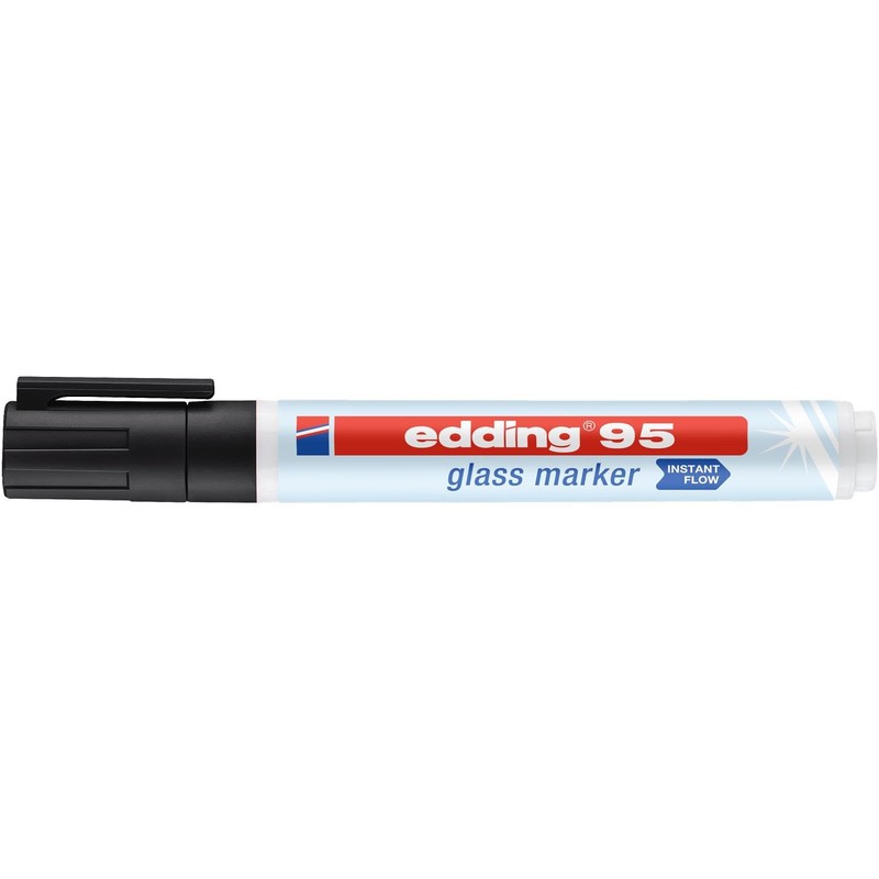 Edding 3 x Glass Surface Markers 95 Black Round Tip
