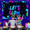 Glow Neon Birthday Backdrop - Glow in The Dark Let’s