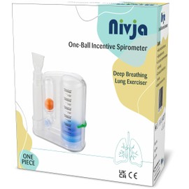 NIVJA Deep Breathing Lung Exerciser, One ball Incentive Spirometer, Breathing Trainer for Strong Lungs, Inspiratory Expiratory Muscle Trainer, Hygenic Seal
