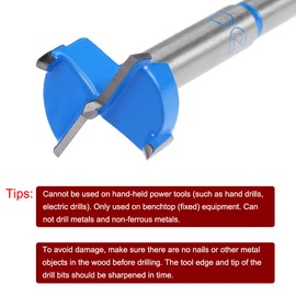 sourcing map Forstner Wood Hole Saw Drill Part 23 mm Worm Opener Hinge Bore Carbide Tungsten Woodworking Drill Blue Grey Part Cutter