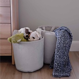 Putska Laundry Basket Hamper – Blanket Basket for organizing, Décor and Toys, Clothes Hamper – Perfect for Baby and Kids Room, Nursery, Bedroom, Bathroom, Living Room – Small, Grey