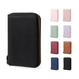 CoBak Passport Holder Cover with Safe Zipper Closure, Premium Passport Wallet for Travel, Cute RFID Blocking Card Case, Waterproof Travel Accessories for Man, Black Grain