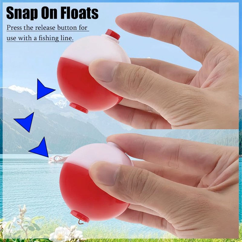 12 Pcs Fishing Snap-On Floats 6 Sizes Hard Float Bobbers