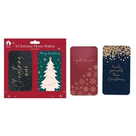 Tallon Festive Wonderland XCA0231 Christmas Money Wallets Xmas for Cash Gifts/Envelopes - Pack of 4, Trendy Glam