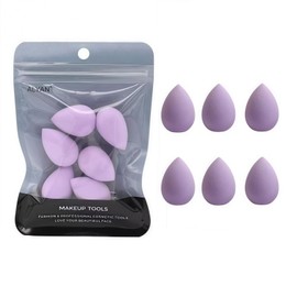 6PCS Mini Makeup Sponge, Black Small Beauty Sponge Blender Set for Foundation, Powder, Concealer Highlight,and Eye Shadow (Purple)