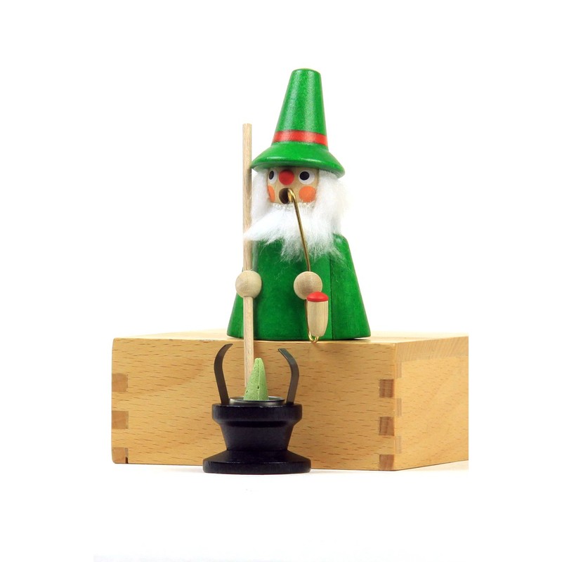 Christian Ulbricht Räuchermann Mini Wichtel grün 10cm Erzgebirge
