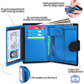 SENDEFN Men's Wallets Multifunctional RFID Blocking Leather Wallet Credit Card Trifold Compact Wallets for Men with ID Window & Coin Pocket