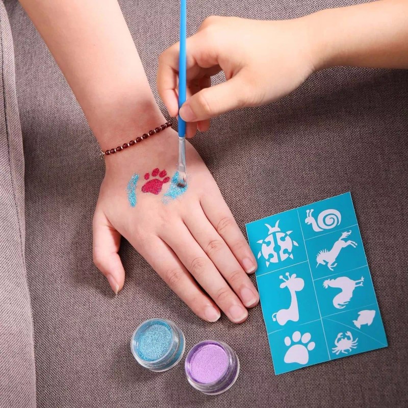 Maydear Kit De Tatuaje Con Purpurina Con 6 Grandes Purpurina