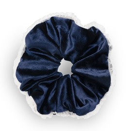 SXQLYH Scrunchie Velvet Velvet Elastics Lace, Large Hair Scrunchie, Thick Soft Comfortable Velvet Hair Scrunchies, Ponytail Holder, Winter Hair, Bobble for Women, Thick Long Hair (Blue)