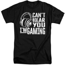 Popfunk Can't Hear You Gaming Unisex Adult Tall T Shirt (X-Large) Black