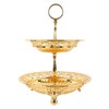 2 Tier Fruit Plate Metal Round Gold Plated Beautiful Cupcake