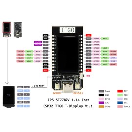 ICQUANZX T-Display ESP WiFi and Bluetooth Module Development Board for Arduino 1.14 Inch LCD