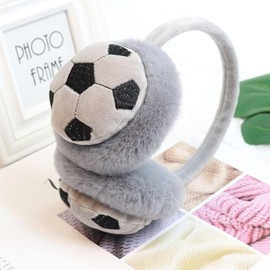 YLYMWJ Kids Earmuffs Fluffy Football Pattern Ear Warmer Faux Fur Ear Covers Boys Girls Winter Warm Soccer Design Ear Protector