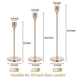 Pink Gold Candle Holders Set of 24 - Candlestick Holders for Taper Candles - Metal Material & Modern Decorative - Fits 3/4 inch Candles for Table Centerpiece, Mantel, Party, Christmas Decoration