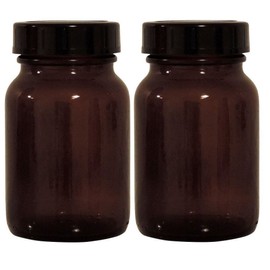 Mikken Brown Apothecary Jar Set of 2 x 250 ml with Screw Cap and Labels Made in Germany, Brown