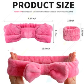 WSYUB Spa Headband and Wrist Bands for Makeup & Face Wash, 1 Set, Watermelon red