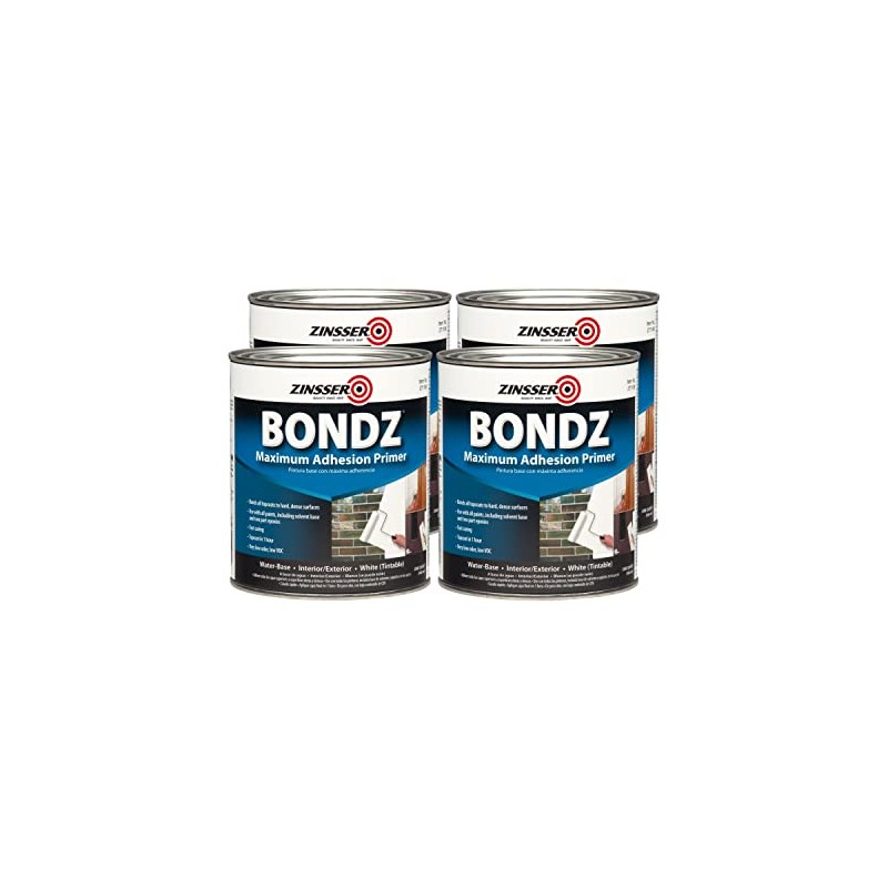 Zinsser 271198-4PK Bondz Maximum Adhesion Primer, Quart, White, 4 Pack