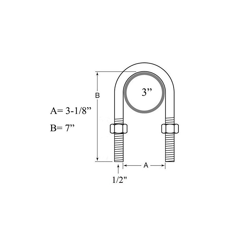 LIBRA 5200-7000lbs Trailer U Bolt Kits for 3" Round Trailer