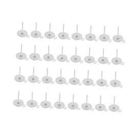 FRCOLOR 100 Pcs Stainless Steel Earrings Posts with Loop Flat Pad DIY Jewelry Accessories for Dangle and Earring Making Silver