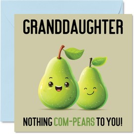 Stuff4 Birthday Cards for Granddaughter - Nothing Com-Pears - Funny Happy Birthday Card for Granddaughter from Grandparents Birthday Gifts, 5.7 x 5.7 Inch Joke Bday Greeting Cards for Women Her