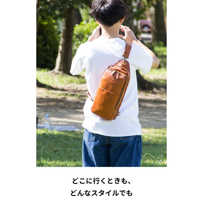 ASO CH-P123 Genuine Leather Body Bag, Men's, Cowhide Leather Pouch,