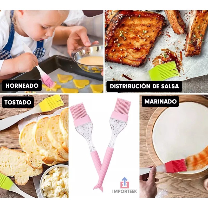 Importeek Brocha Silicon Reposteria Cocina Marinar Hornear Untar Pan