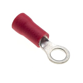Ring Crimp Terminal - Pack of 100, Red, 4mm, 25A, 22-16 AWG - Heat Shrink Connectors, Tinned Copper, Insulated Wire Terminals