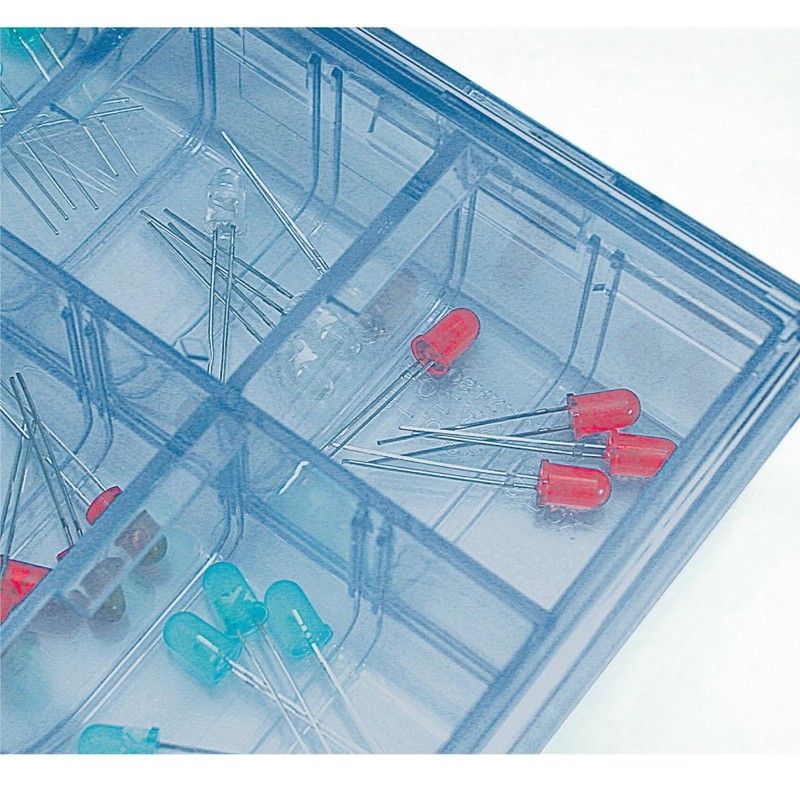 ホーザン(HOZAN) ESDパーツケース 導電性 部品収納ボックス 仕切板16枚付 フタを閉じたまま内容物を確認できる B-17-BB