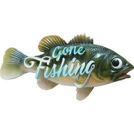 DWK - Something's Fishy - Large Gone Fishing Kitchen Decor, Wall Mount Faux Taxidermy Fish Sculpture Novelty, home decor, kitchen wall decor, Door Accent Den Cabin Man Cave Trophy, 17-inch