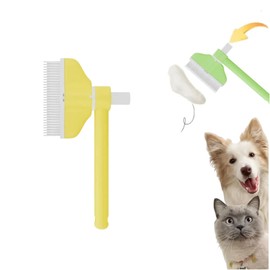 ZenBrush Cat Grooming Comb with 360° Pivot Head - Dual-Action Flea Comb & Hair Removal Brush, Gentle Massage Brush for Indoor Cats Stress-Free Coat Care (Yellow)