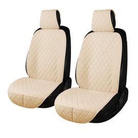 BaoLL 2PCS Linen Front Seat Covers for Cars Sideless Seat Covers Breathable Cloth Fabric Car Seat Protector Universal Fit Most Automotive, SUV, Trucks, Van(Beige)