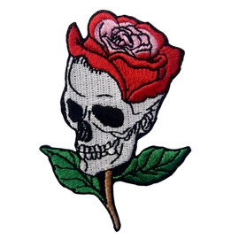 ZEGINs Skull Rose Applique Embroidered Flower Iron On Sew On Patch