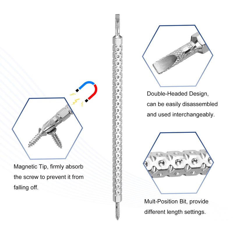 sourcing map 2pcs Magnetic Double Ended Screwdriver Bit PH2/SL6 3x160mm