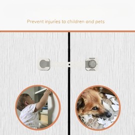 TASSU Child Safety Locks 6-Pack Adjustable Double Lock Baby Proofing Latches for Cabinets, Drawers, Fridge & More - Easy Installation with Adhesive, Two-Step Unlocking